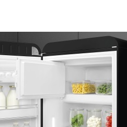 Холодильник SMEG FAB28LBL6, 60 см, 270 л, однодверный, стиль 50-х, черный, LED подсветка, морозильная камера, конвекция, MultiFlow, петли слева.