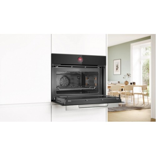 Компактная духовка с микроволновкой Bosch 45л, 16 типов нагрева, инвертор, SoftClose и SoftOpen, черная
