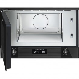 Встраиваемая микроволновая печь SMEG MP122B3, 60 см, 38 см, 6 функций, стекло Deep Black