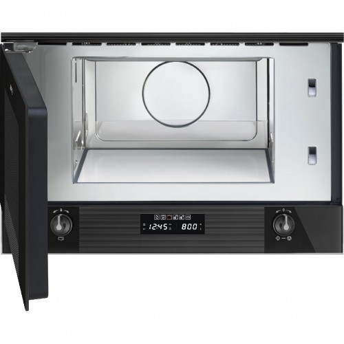 Встраиваемая микроволновая печь SMEG 60 см, 38 см, 6 функций, черное стекло Deep Black