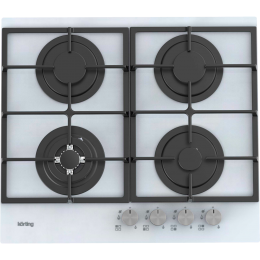 Варочная панель Korting hgg 6722 ctw, газовая, 60 см, 4 конфорки, WOK, электроподжиг, газ-контроль
