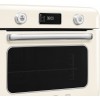 Мини-печь Smeg, поворотные переключатели, LCD дисплей, 10 функций приготовления, пар, таймер, акустический сигнал, галогенная подсветка, 3 стекла в дверце, электронный контроль температуры, объем 30 л, стиль 50-х годов, цвет кремовый