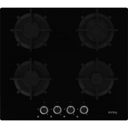 Встраиваемая варочная панель Korting hgg 6420 cn, газ, 60 см, 4 конфорки, черный цвет