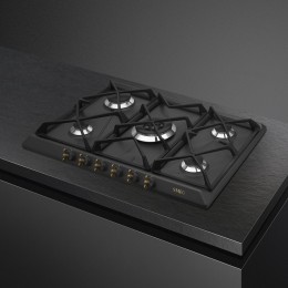 Варочная панель Smeg SRV876AOGH, 70 см, газовая, антрацит, латунь.