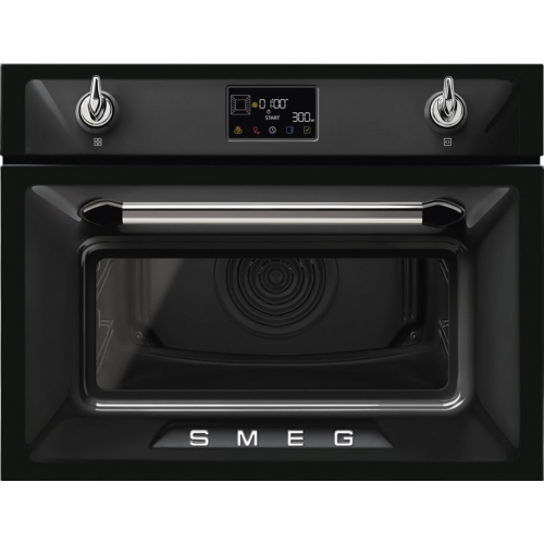 Встраиваемая электрическая духовка SMEG: компактный духовой шкаф с микроволновкой, 60 см, 12 функций, черный