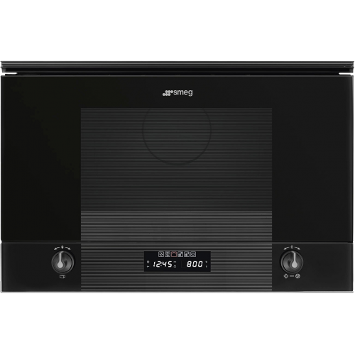 Встраиваемая микроволновая печь SMEG 60 см, 38 см, 6 функций, черное стекло Deep Black