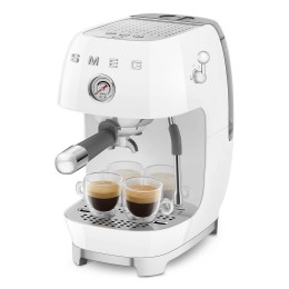Кофемашина SMEG ECF03WHEU, рожковая, 15 бар, 1.4 л, капучинатор, кнопочное управление.