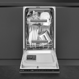 Посудомоечная машина Smeg/ Посудомоечная машина Smeg, 45 см, 10 комплектов, 3 корзины, 8 программ, сенсорное управление, отсрочка старта, автоматическое открывание дверцы, инверторный мотор, сенсор чистоты воды, полная защита от протечек, функция "ст