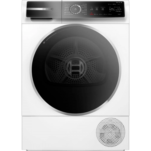Сушильная машина BOSCH 8 серия с тепловым насосом, загрузка 9 кг, сенсорное управление, 14 программ, класс A+++, белая, габариты 842 х 598 х 613 мм