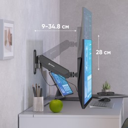 Кронштейн ONKRON G120 Black для мониторов 13-34, VESA 75x75/100x100, наклон -35°/+35°, поворот 180°, нагрузка 1-8 кг.