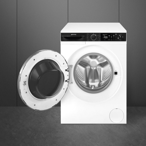 Стиральная машина SMEG узкая, отдельностоящая, 6 кг, 1000 об/мин, 15 программ, инверторный мотор, белая, А+++