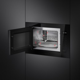 Встраиваемая микроволновая печь SMEG/ Встраиваемая микроволновая печь SMEG, ВхШхГ 38.8х59.5х40.1 см, 6 функций, 8 автоматических программ, гриль, цифровой дисплей, сенсорное управление, таймер, быстрый старт, объем 25 л, подсветка, поворотный стол, цвет ч