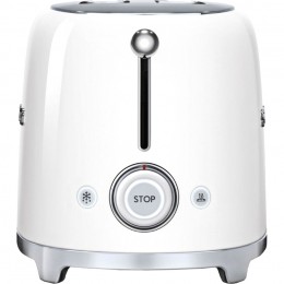 Тостер Smeg tsf01wheu, 50-е, 2 ломтика, нержавеющая сталь, 6 уровней поджаривания, белый