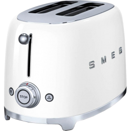 Тостер Smeg tsf01wheu, 50-е, 2 ломтика, нержавеющая сталь, 6 уровней поджаривания, белый
