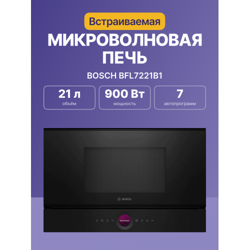 Инверторный микроволновый печь 900Вт, 21 л, 5 режимов, черный, петли слева