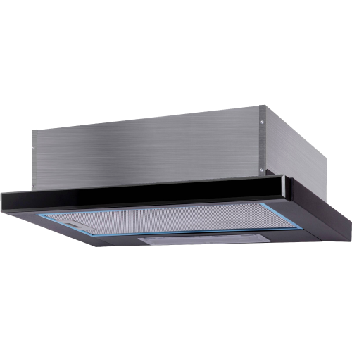 Вытяжка KORTING 60 см с выдвижным экраном, 400 м³/ч, 3 режима, LED освещение, черное стекло, механическое управление