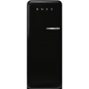 Холодильник SMEG 60 см, однодверный, 270 л, стиль 50-х годов, черный, с морозильной камерой и LED подсветкой