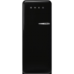 Холодильник SMEG FAB28LBL6, 60 см, 270 л, однодверный, стиль 50-х, черный, LED подсветка, морозильная камера, конвекция, MultiFlow, петли слева.