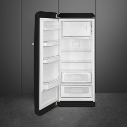Холодильник SMEG FAB28LBL6, 60 см, 270 л, однодверный, стиль 50-х, черный, LED подсветка, морозильная камера, конвекция, MultiFlow, петли слева.