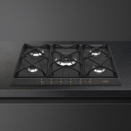 Варочная панель Smeg SRV876AOGH, 70 см, газовая, антрацит, латунь.