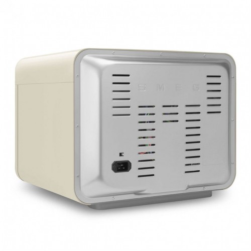 Мини-печь Smeg, поворотные переключатели, LCD дисплей, 10 функций приготовления, пар, таймер, акустический сигнал, галогенная подсветка, 3 стекла в дверце, электронный контроль температуры, объем 30 л, стиль 50-х годов, цвет кремовый