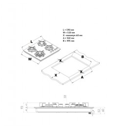 Встраиваемая варочная панель Korting hgg 6420 cn, газ, 60 см, 4 конфорки, черный цвет