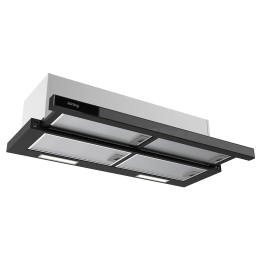 Вытяжка Korting KHP 9815 GN, 90 см, 800 м³/ч, 3 режима, механ. управление, черное стекло, LED, 59 дБ
