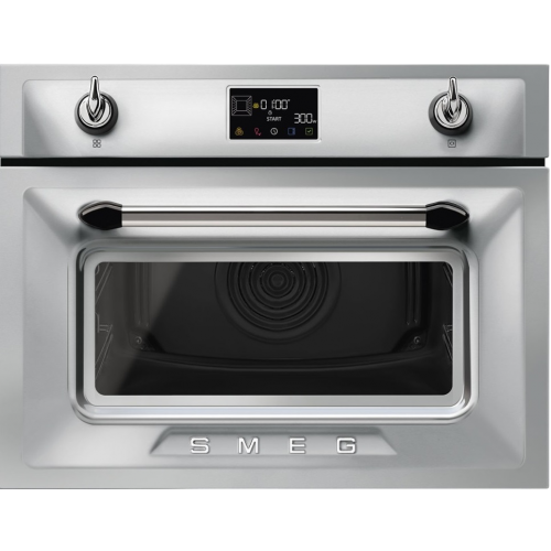 Встраиваемый духовой шкаф с СВЧ SMEG - Компактный многофункциональный духовой шкаф 60 см, 11 функций, нержавеющая сталь с защитой от отпечатков пальцев
