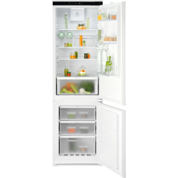 Встраиваемые холодильники ELECTROLUX/ Холодильник комбинированный, встраиваемый, скользящие направляющие,GreenZone TwinTech® No Frost , сенсорное управление, полезный объём: 256 л (194 + 62 л), перенавешиваемые двери, полка для вина, лоток для яиц, 54x54.