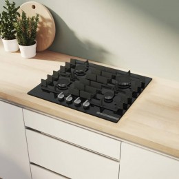 Газовая варочная панель BOSCH PPP6A6I40R, 60 см, закаленное стекло, черная.
