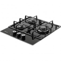 Варочная панель MGG 43 Noir, газ, 3 конфорки, 45 см, электроподжиг, газ-контроль, чугунные решетки, черная.
