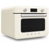 Мини-печь Smeg, поворотные переключатели, LCD дисплей, 10 функций приготовления, пар, таймер, акустический сигнал, галогенная подсветка, 3 стекла в дверце, электронный контроль температуры, объем 30 л, стиль 50-х годов, цвет кремовый