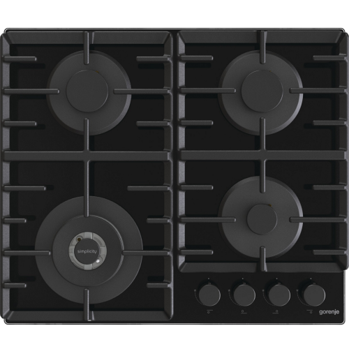 Встраиваемая газовая панель GORENJE с газ-контролем, чугунными решетками и воком - 60 × 13 × 52 см, черная