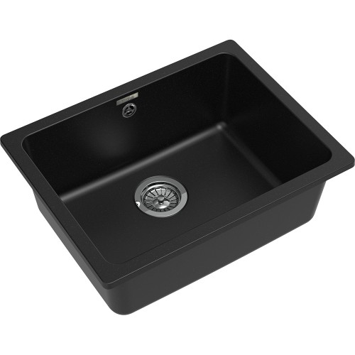 RIVELATO Мойка BERKANA 50 1-чаш 560*430, монтаж: универсальный, материал: кварц, цвет: черный