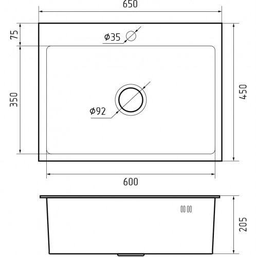 H1: Врезная мойка GRANFEST METAL 6545 из нержавеющей стали 600x350x205 мм - качественный выбор для вашей кухни