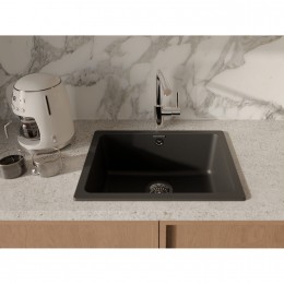 RIVELATO Мойка BERKANA 50 1-чаш 560*430, монтаж: универсальный, материал: кварц, цвет: черный