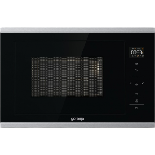 Встраиваемая микроволновая печь Gorenje, 20 л, 5 уровней мощности, гриль, черная, размеры 38x56.8x34 см