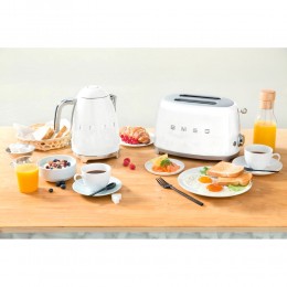 Тостер Smeg tsf01wheu, 50-е, 2 ломтика, нержавеющая сталь, 6 уровней поджаривания, белый