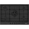 Газовая варочная панель Smeg Classica 72.5 см - 5 конфорок, автоматический поджиг, эмалированный корпус, черный матовый цвет