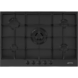 Газовая варочная панель SMEG PX375MB, 75 см, 5 конфорок, чугунные решетки, эмалированный корпус, автоматический поджиг.