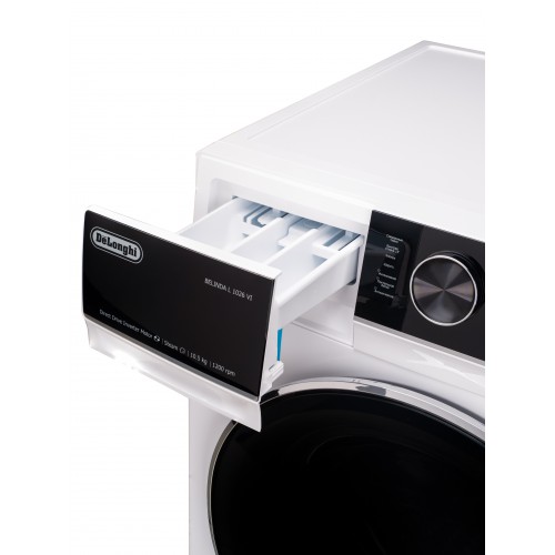 Стиральная машина Delonghi 10.5 кг, 1200 об/мин, инверторный мотор, 14 программ, LED дисплей, глубина 62.8 см