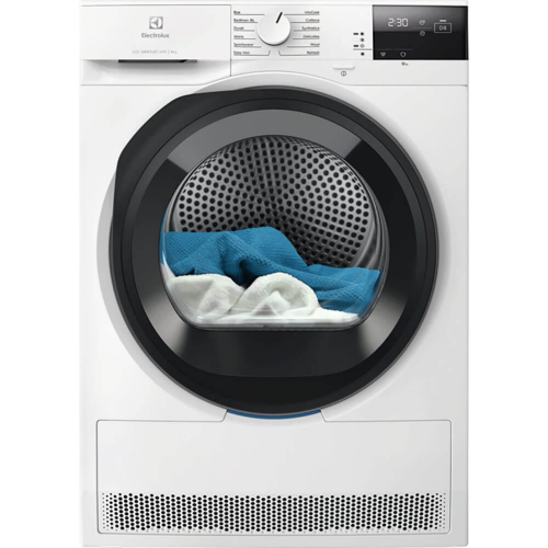 Сушильный барабан ELECTROLUX с тепловым насосом, 8 кг, 12 программ, инверторный мотор, белый, глубина 63.8 см