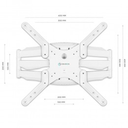 Кронштейн ONKRON M5 White 37-70 наклон -2°/+10° поворот 140º, макс нагрузка 36,4 кг, VESA до 400x400, вылет 42-452 мм.