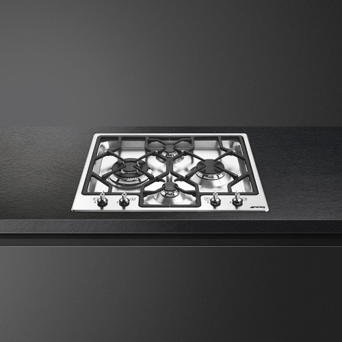 Встраиваемая газовая панель SMEG 62 см из нержавеющей стали с фурнитурой Linea и Classica