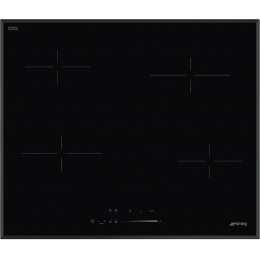 Варочная панель SMEG SE464TB, 4 конфорки, стеклокерамика, скошенный край, сенсорное управление, 9 уровней мощности, автоматическое выключение