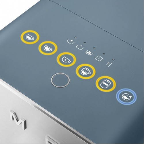 Автоматическая кофемашина Smeg 1350 Вт с регулировкой помола, подсветкой и 19 бар давления - синяя
