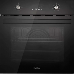 EVELUX EO 640 PB - Духовой шкаф 60 см, 65 л, сенсорное/механическое управление, LED, 7 режимов, конвекция, гриль, защита от перегрева и детей, черный.