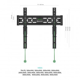 Кронштейн ONKRON SN14 Black 32-65'' наклон 12° VESA до 400x400 мм, макс вес 56,8 кг