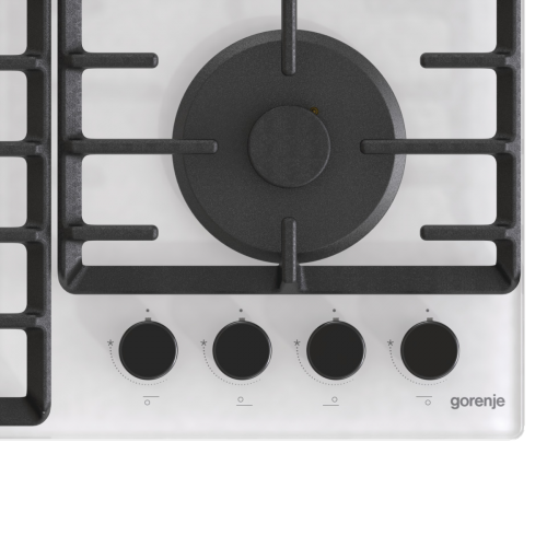 Встраиваемая газовая панель GORENJE с газ-контролем и чугунными решетками, 60 × 13 × 52 см, белая