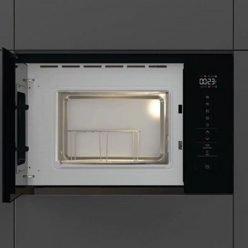 Встраиваемая микроволновая печь Gorenje 20 л с грилем, 15 автопрограмм и электронным управлением - черная, размеры 38.6х59.4х31.7 см